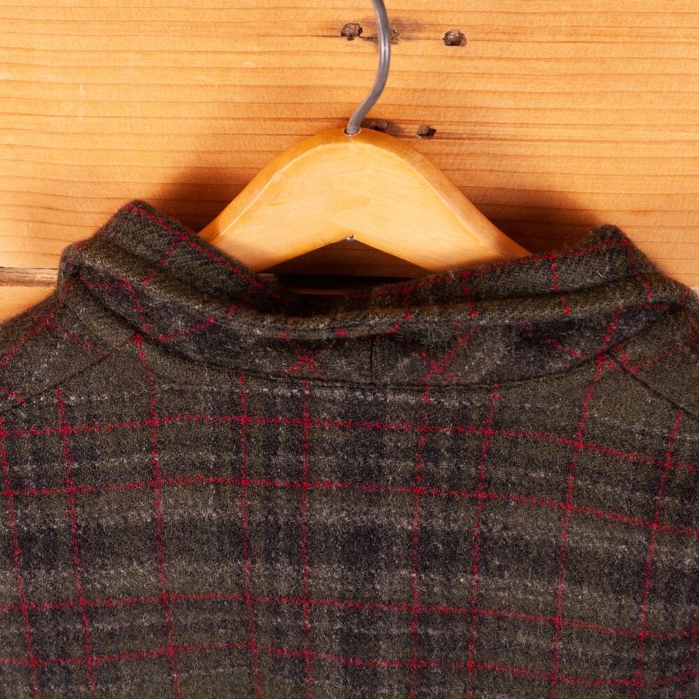 Vintage Green & Gray Plaid Wool Jacket - Women's Large - Picture 7 of 7